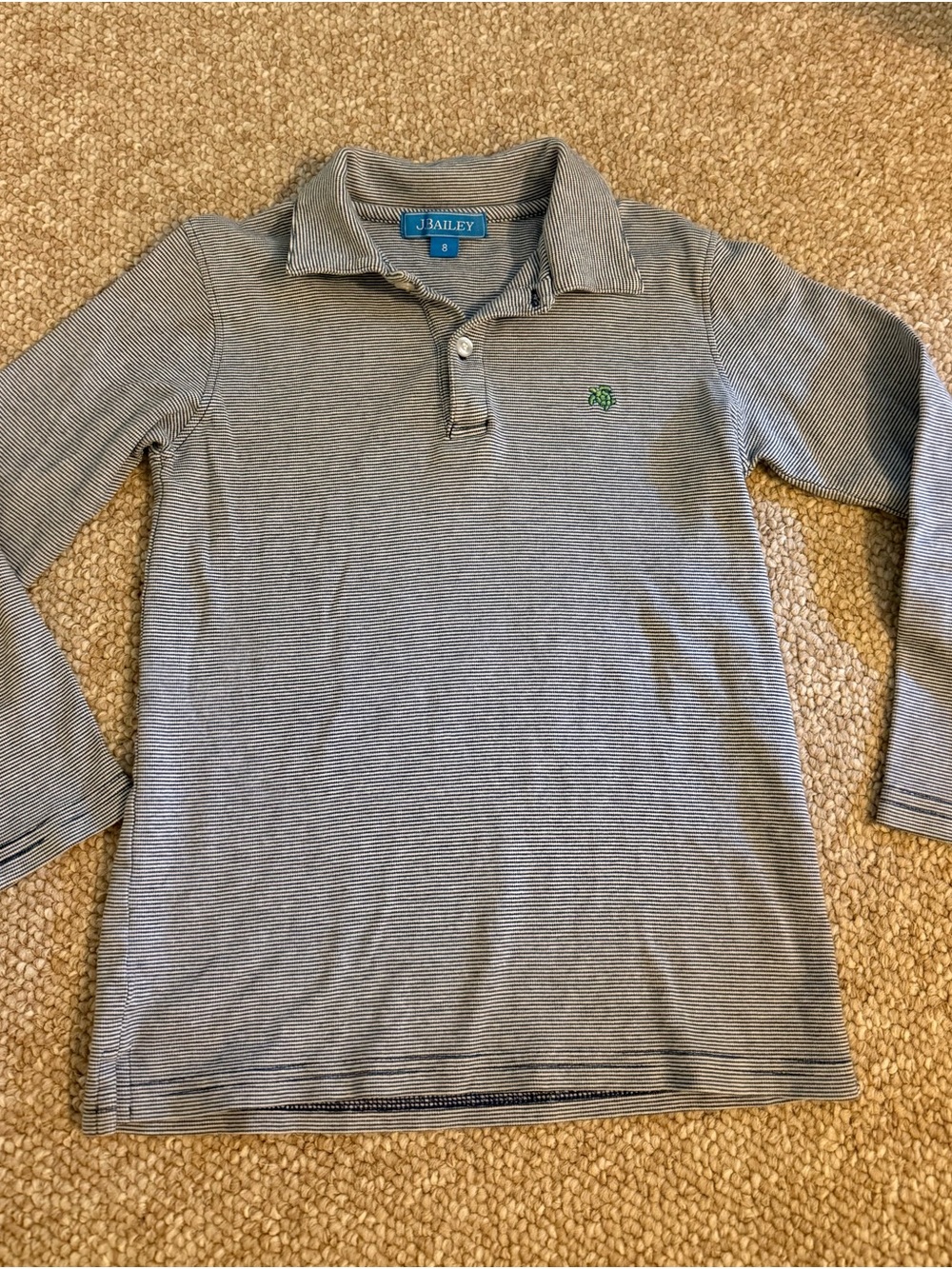 J. Bailey Boys' Long-Sleeve Navy & White Stripe Polo